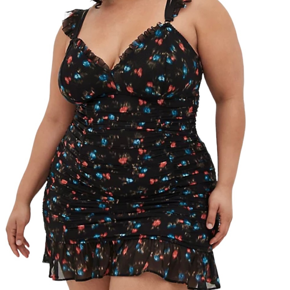 NWT Torrid lightweight Mesh Chemise-Style Swim top in "Sweet Ikat" Floral 3X